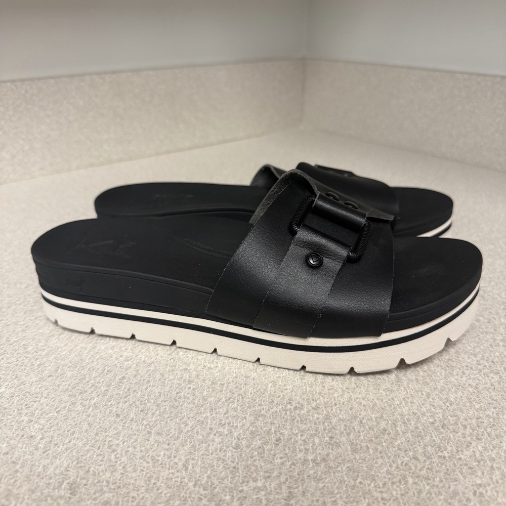 Reef Banded Horizon Buckle Slide Sandal Women's Size 8 Black